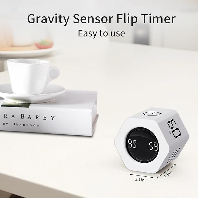 Productivity Timer Flip Gravity Sensor Cube Timer Countdown & Countup, Mute &