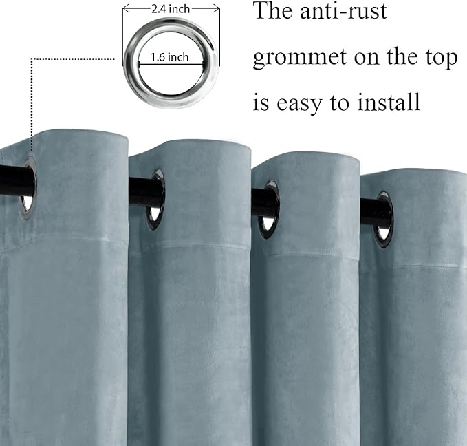 JIUZHEN Stone Blue Velvet Curtains