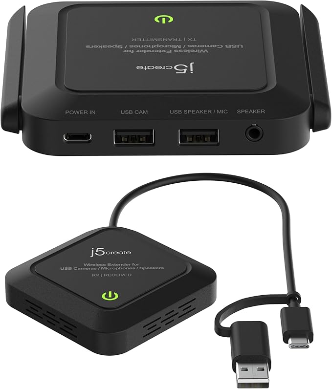 j5create Wireless Extender for USB Webcam, Microphones, or Speakers, No USB