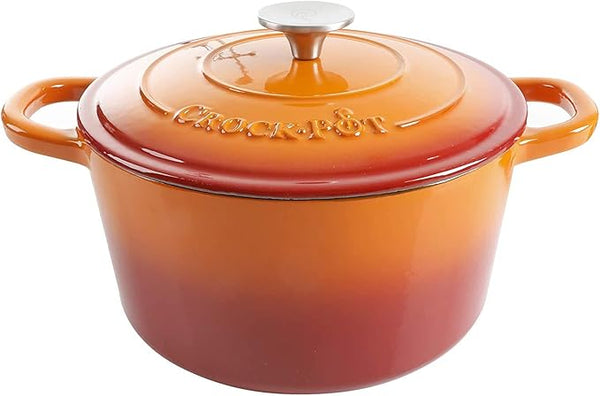 Crock-Pot Artisan 5-Quart Round Enameled Cast Iron Dutch Oven – Sunset Orange