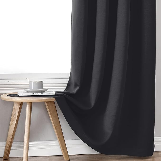 ChrisDowa 100% Blackout Curtains 90 inch Long