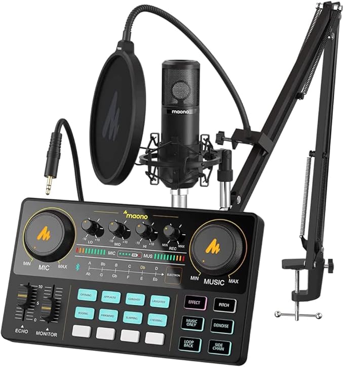 MAONO Podcast Equipment Bundle Audio mixer All-in-One Podcast Production Studio