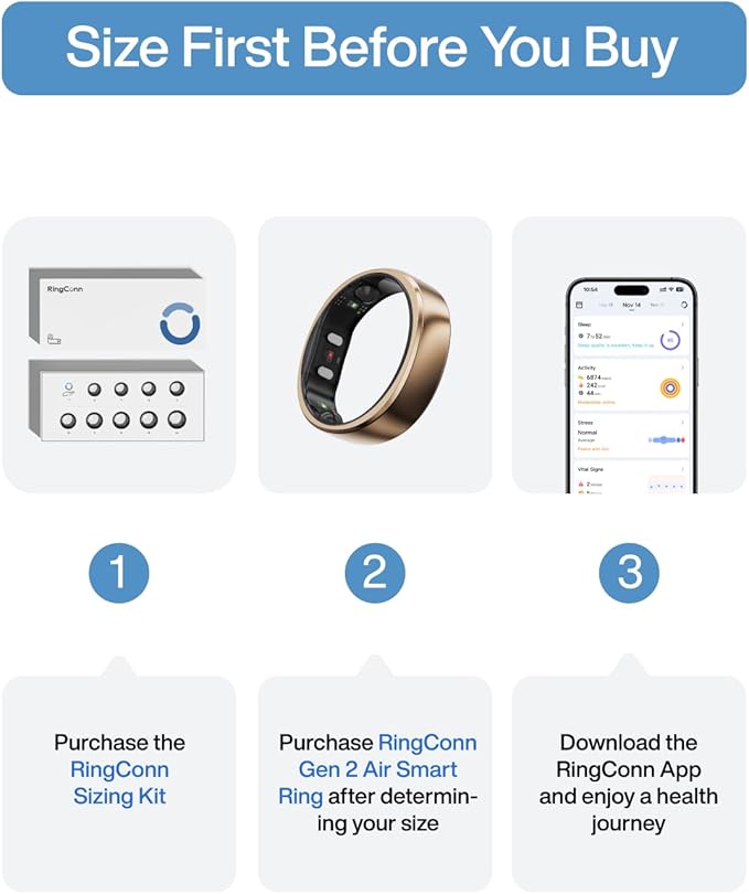 RingConn Gen 2 Air, Ultra-Thin AI Smart Ring, 10-Day Battery Life,