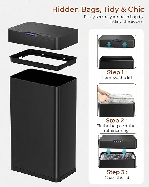 TLSUNNY 18.5 Gallon Motion Sensor Trash Can, Touchless Automatic Garbage Can