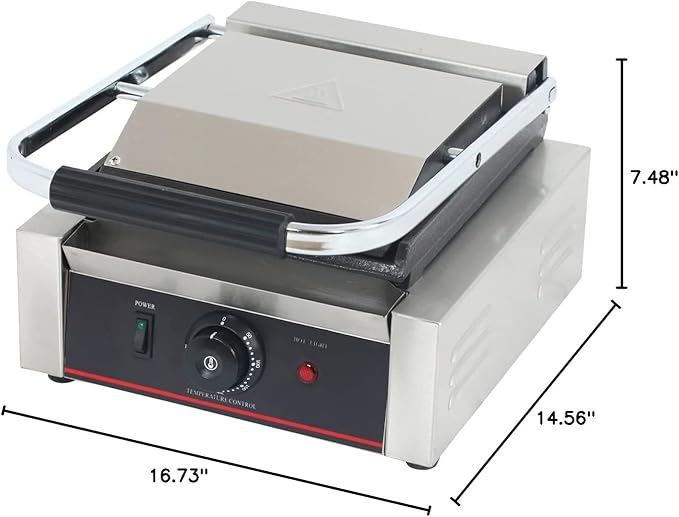 Commercial Panini Press With Grooved Grill Sandwich Maker Machine Electric