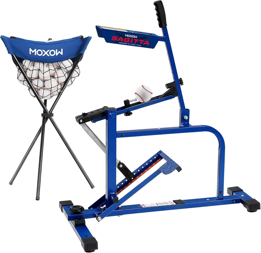 MOXOW Sagitta Manual Baseball & Softball Pitching Machine with Ball Caddy...