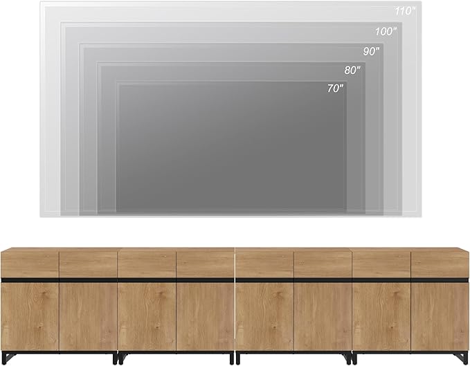 WAMPAT Modern TV Stand for TVs up to 120 inch, 4 in 1 Wood Entertainment Center