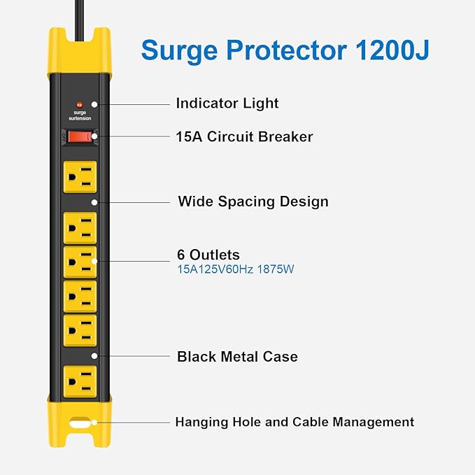 CCCEI Heavy Duty Power Strip Surge Protector