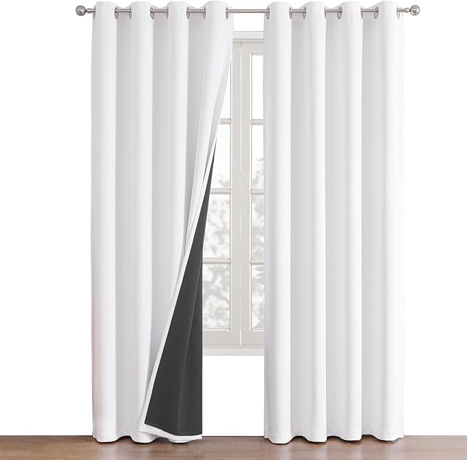 ChrisDowa White 100% Blackout Curtains