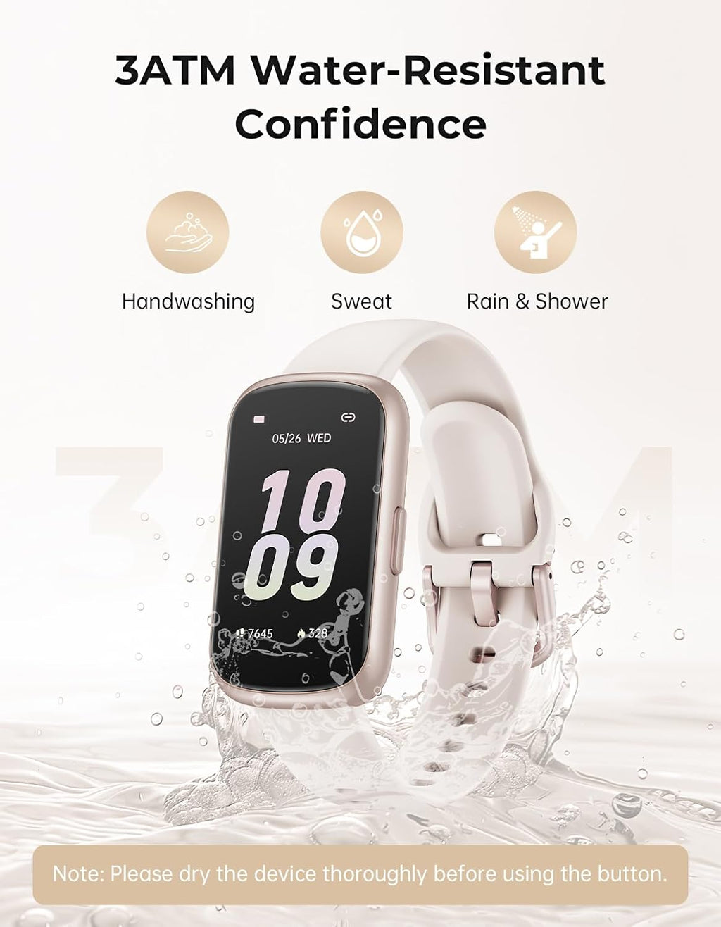 fitness tracker with 24/7 heart rate monitor, sleep, side view