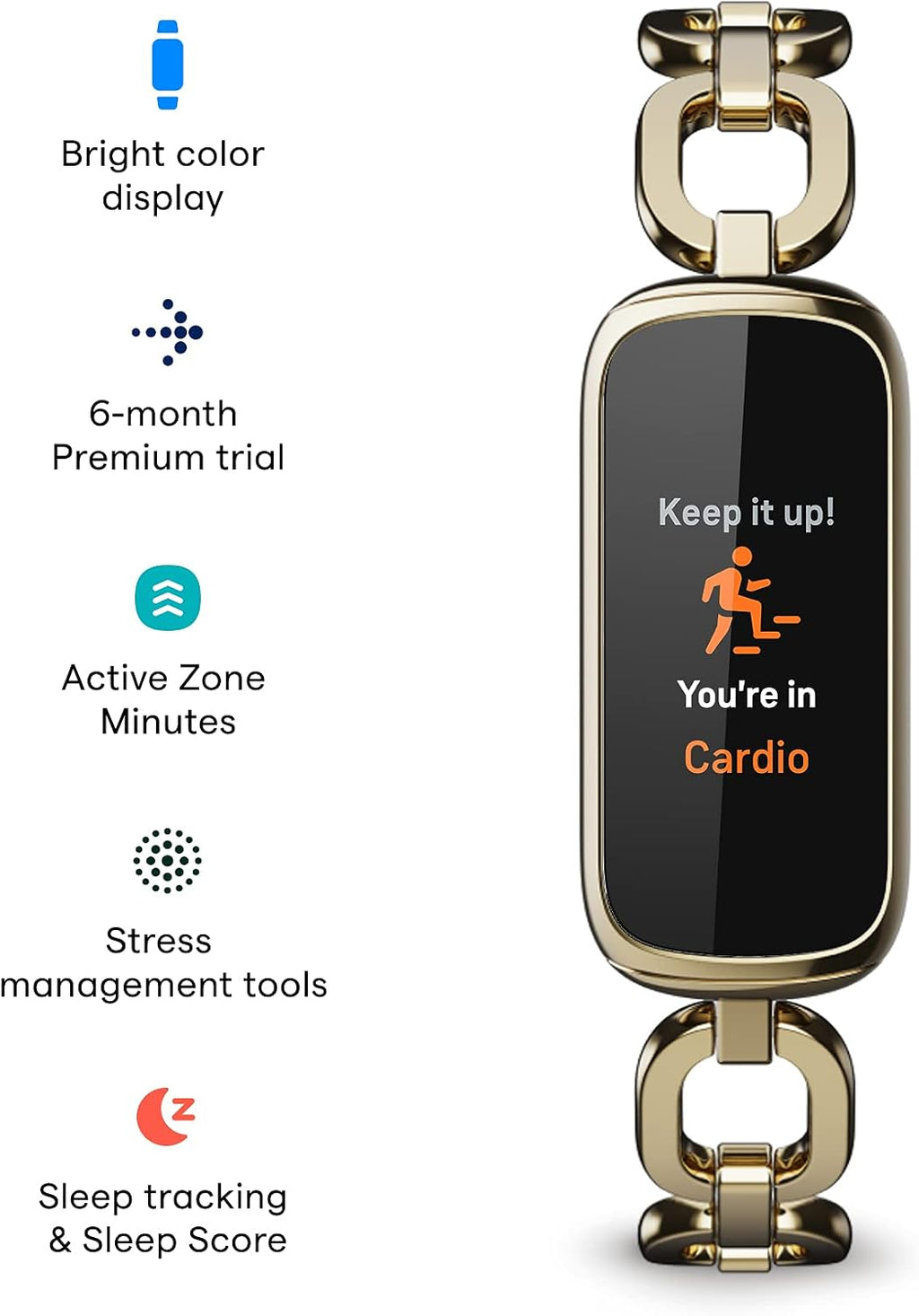 fitbit luxe special edition fitness and wellness tracker shown in use