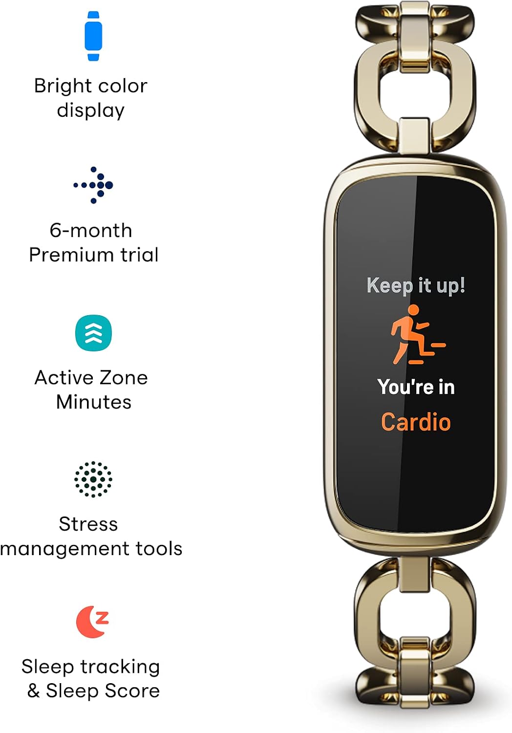 fitbit luxe special edition fitness and wellness tracker shown in use