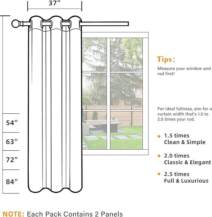 100% Blackout Curtains 54 Inch Length