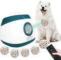 MEKAPLE Automatic Dog Ball Launcher, Upgraded Interactive Dog Balls Thrower with 3 Distance 29Ft-79Ft, Remote Control Ball Launcher for Medium&Large Dogs, 6 Etpu Balls Included (Dark Green)