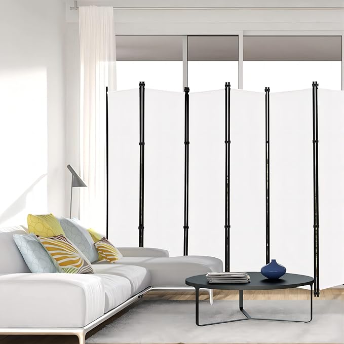 MAYOLIAH 6 Panel Folding Privacy Screen 9ft Wide, 6ft Tall Partition Room