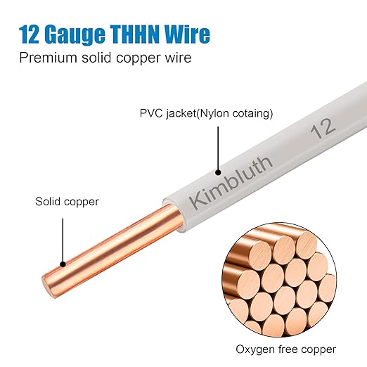THHN Wire 12 Gauge 150 FT OFC Electrical Wire, 12 AWG Solid Copper Wire Rated