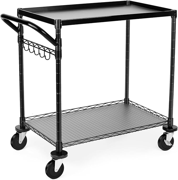 WDT 680Lbs Capacity Heavy Duty Rolling Utility Cart, 2 Tier Rolling Carts