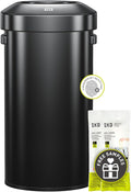 EKO Urban 24 Gallon Round Black Stainless Steel Open Top Waste Bin, Tall