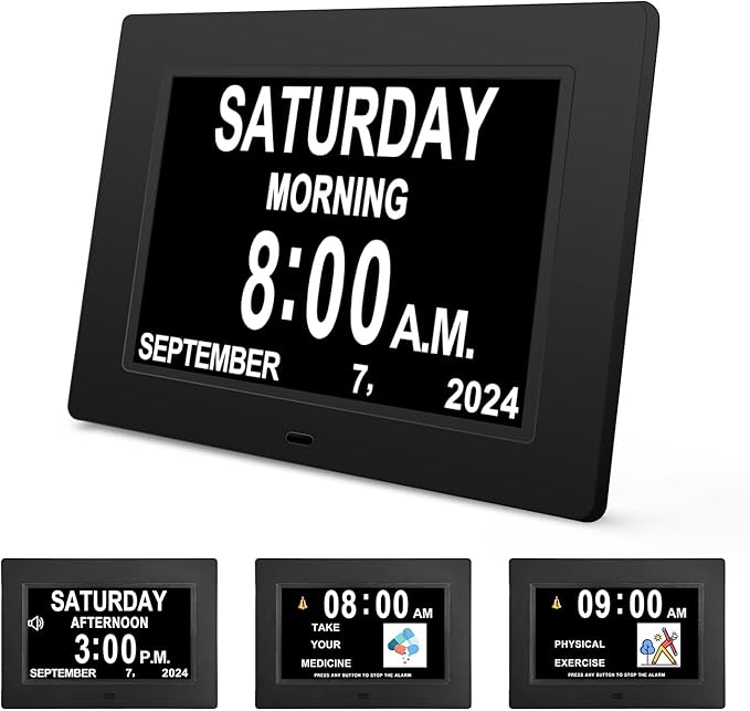 JALL 【2024 New】 Digital Calendar Dementia Day Clock, 7 Inch Large Screen Display