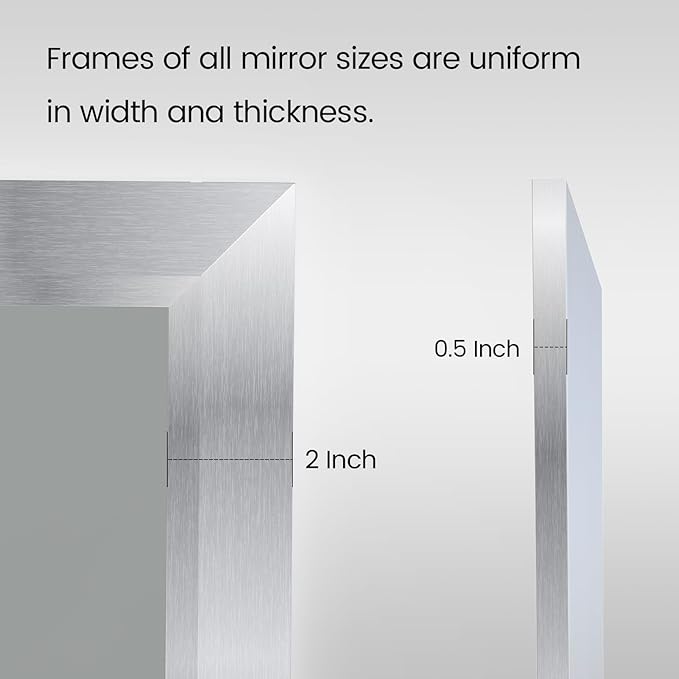 Amorho 36x36 Inch Bathroom Mirror Silver, Thick Metal Framed Wall Mirrors