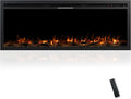 50" Electric Fireplace, Ultra-Thin Recessed/Wall Mounted Electric Fireplace