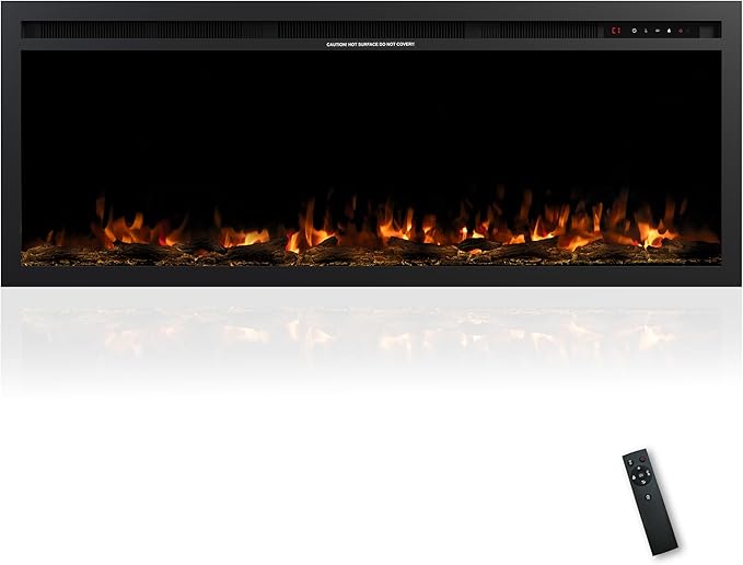 50" Electric Fireplace, Ultra-Thin Recessed/Wall Mounted Electric Fireplace
