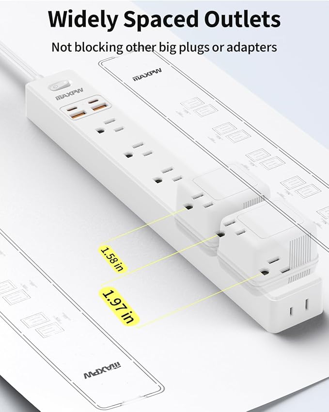 2 Pack Power Strip Surge Protector