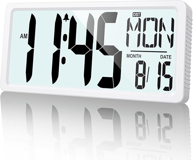 XREXS Large Digital Wall Clock Battery Operated