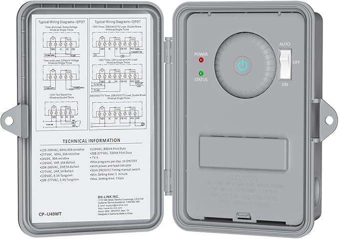 BN-LINK Pool Pump Timer, Outdoor Indoor Smart Wi-Fi Timer Box, 2HP 40A Max