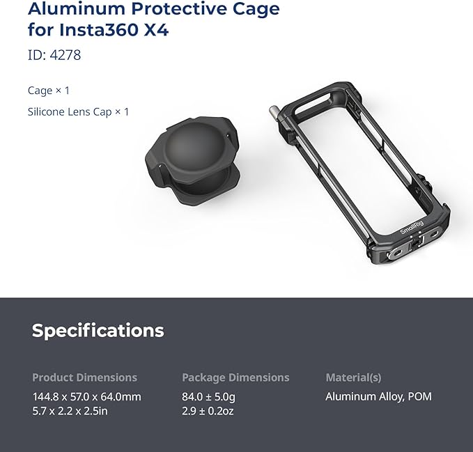 SMALLRIG Cage for Insta360 X4, Aluminum Protective Case for Insta 360 X4