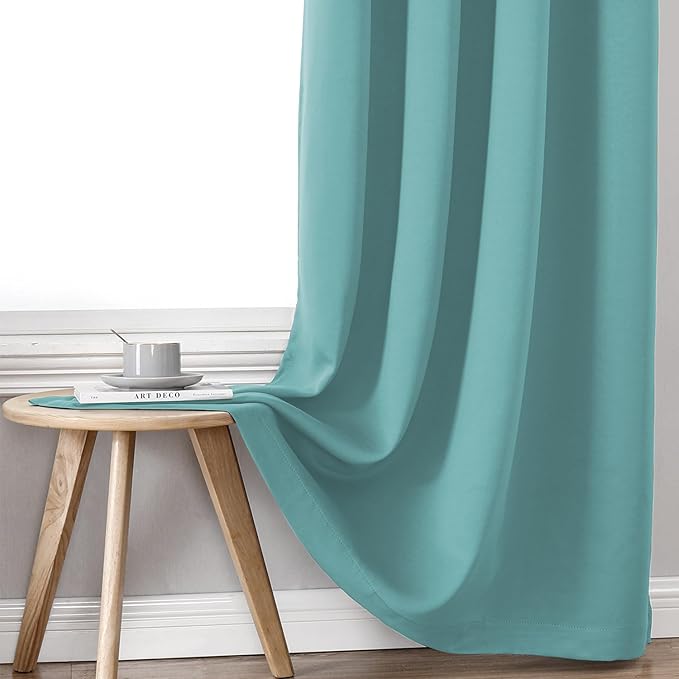 ChrisDowa 100% Blackout Curtains 63 inch Long