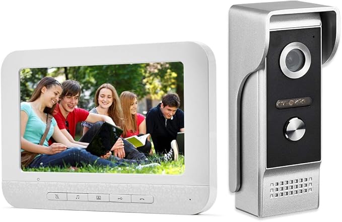 AMOCAM Video Intercom System, 7 Inche Monitor Wired Video Door Doorbell Kit