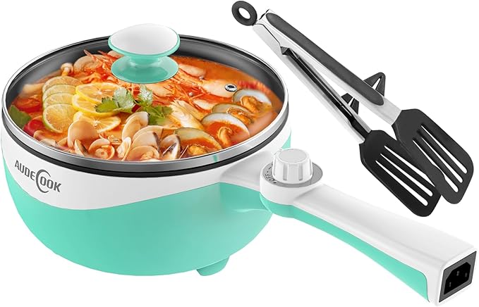 Audecook Hot Pot Electric, 1.7L Mini Electric Skillet Portable Nonstick Sauté