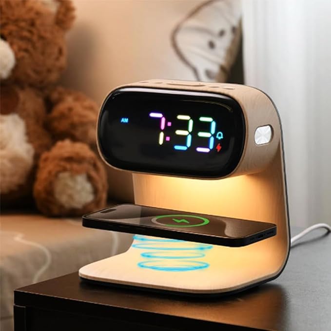 AYI 3in1 Multi-Functional Wireless Charging Alarm Clock Smart Night Light Qi