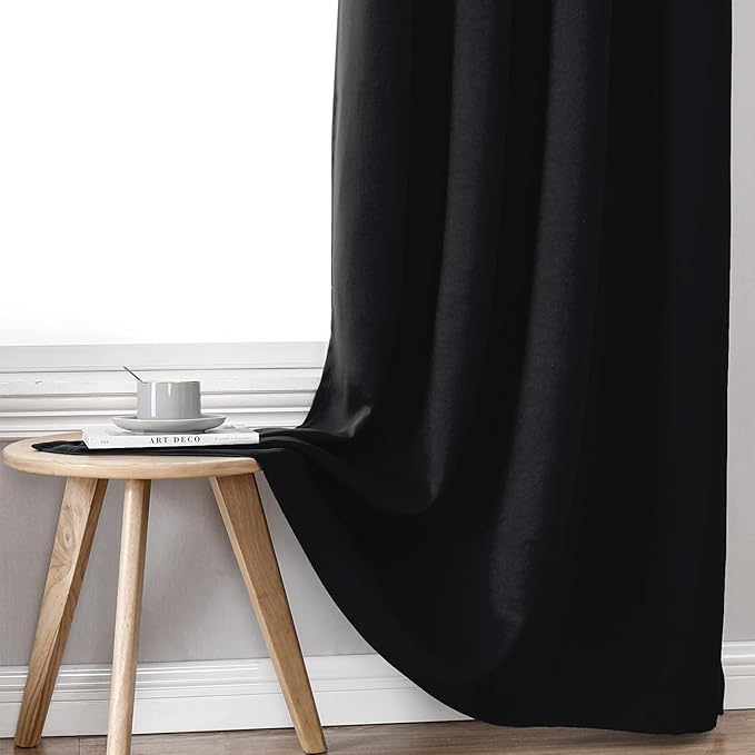 ChrisDowa 100% Blackout Curtains 63 inch Long