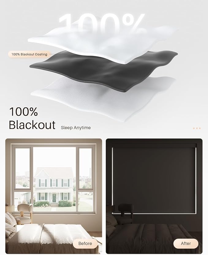 Smart Roller Shades for Windows, Alexa Blackout Motorized Blinds