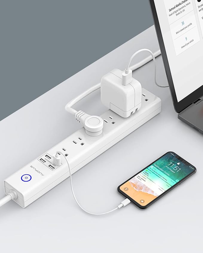 2 Pack Surge Protector Power Strip - 10FT Long Extension Cord