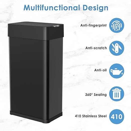 Arlopu 21.1 Gal Automatic Trash Can, 80L Stainless Steel Motion Sensor Garbage