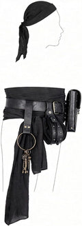 Renaissance Pirate Belt with Pouch Waist Bag, Pirate Head Scarf 6-Pack