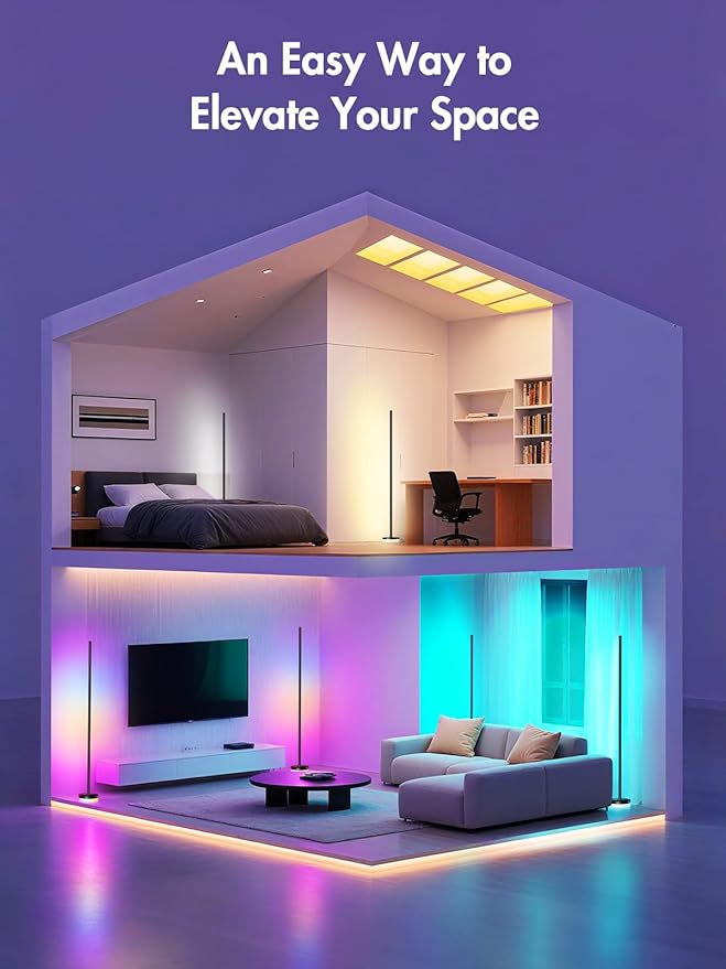 OIYN Corner Floor Lamp, RGBICW LED Corner Lamp