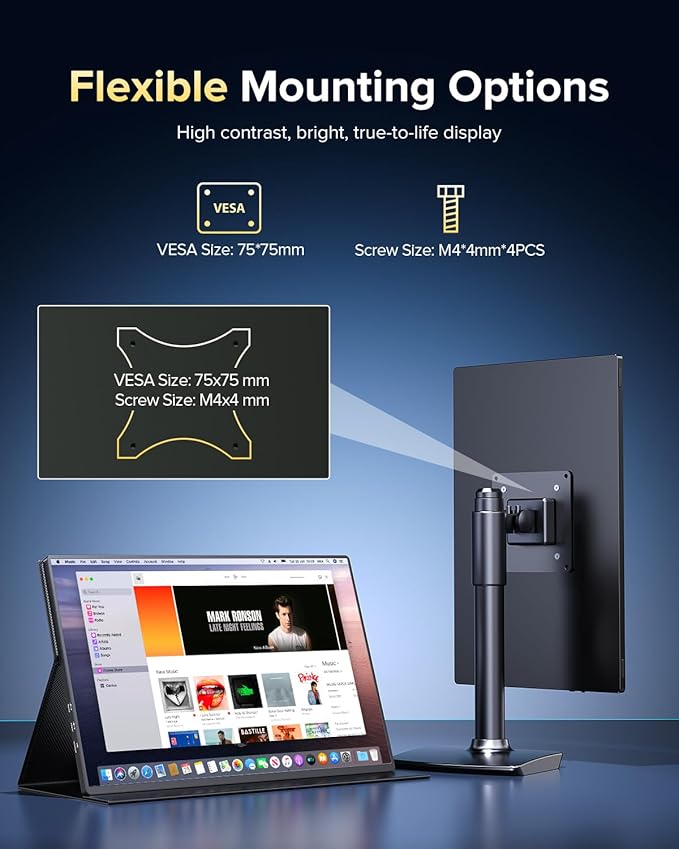 EVICIV Portable Monitor 4K 1200 Nits, 3840 * 2400 UHD, 1MS FreeSync, 2000:1