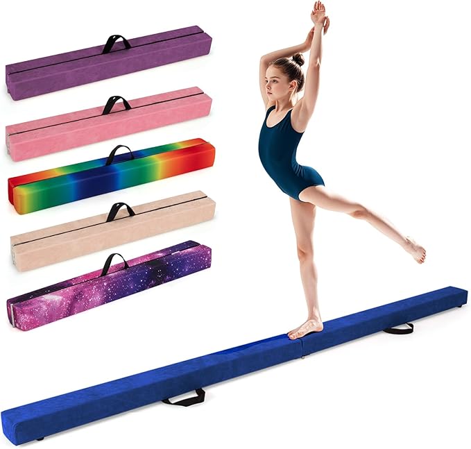 Giantex 7FT/8FT/9FT Balance Beam, Folding Gymnastics Beam w/Carry Handles