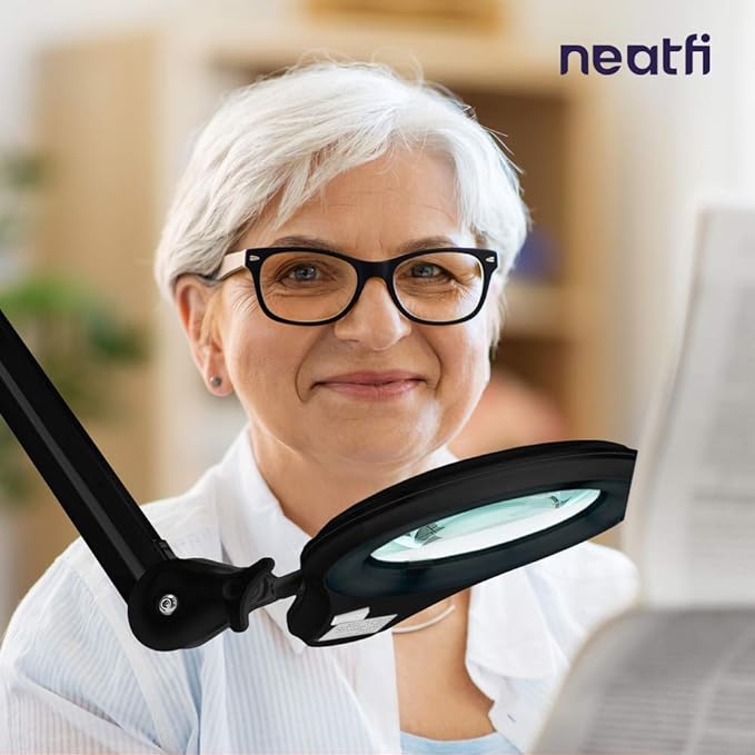 Neatfi LED Magnifying Floor Lamp – 1, 200 Lumens, 5” Bifocal Lens