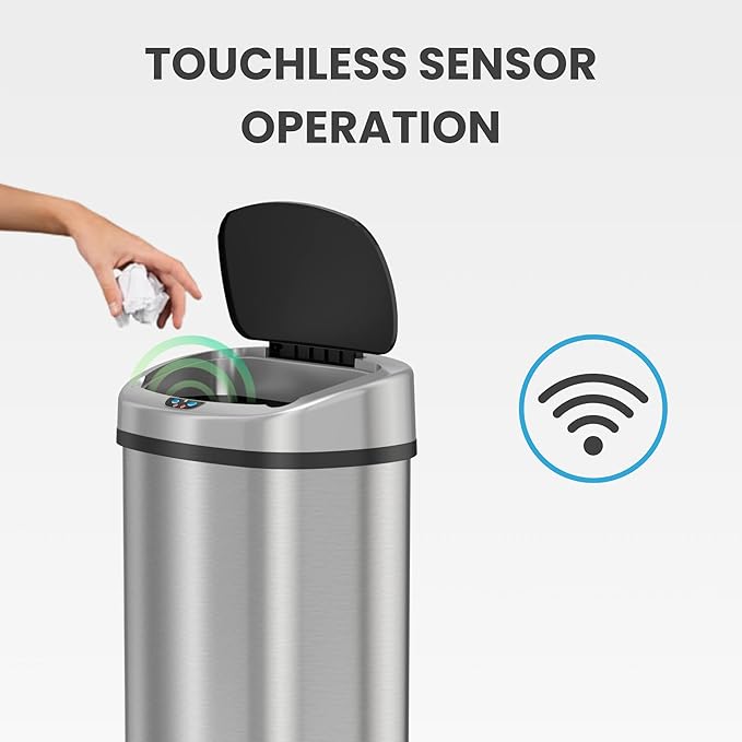 iTouchless 13 Gallon Oval Sensor Trash Can