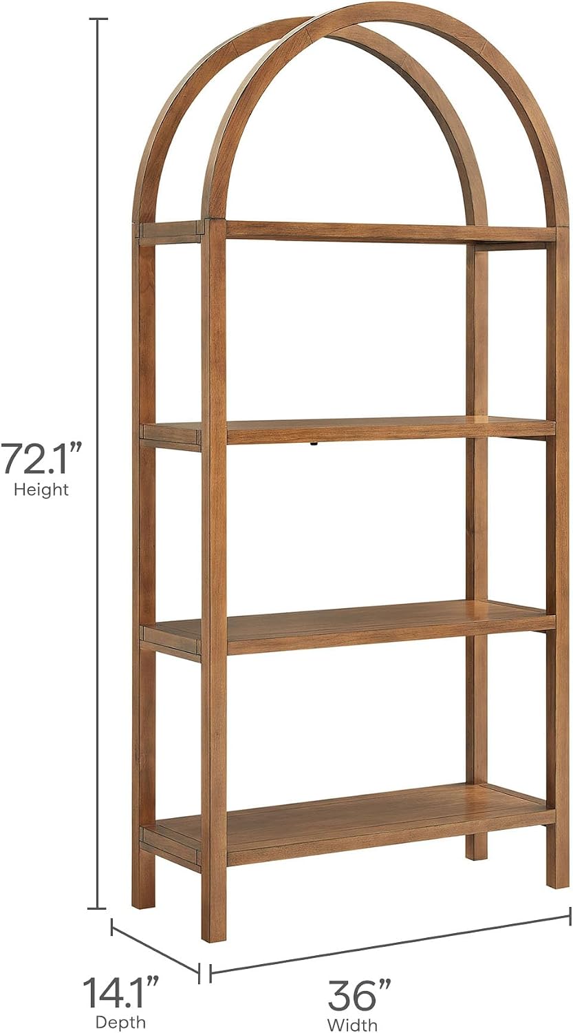 Modway Vexley 72 Inch Large Arched Bookshelf in Walnut – Modern Pine and Acac...