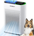 Air Purifier for Large Room, Cleans 2,400 ft² in 30 Mins, 3-Stage True HEPA, 360° Airflow, Large Touch Display Control, Real-Time Air Quality (PM2.5) Display, Ultra-Quiet 20dB Sleep Mode, HAP602 White