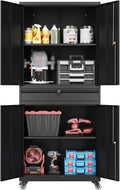73" Metal Cabinet-Black Heavy Duty Rolling Storage Cabinet Steel Tool Cabinets