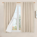 LAMIT 100% Blackout Short Linen Curtains 48 Inches Long, Linen Textured Thermal