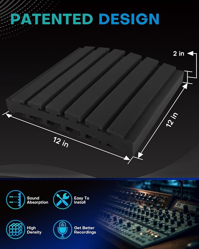 24Packs Curved Sound Proof Foam Panels