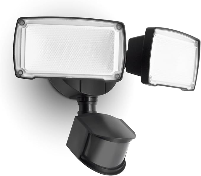 LUTEC 38W 3500 Lumen LED Motion Activated Integrated Dual-Head Floodlight